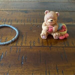 Adorable Brown Bear Toy with Pink Apples Basket